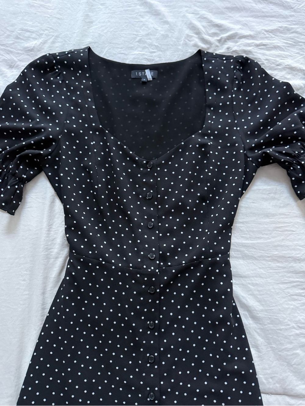 1. State Black and White Polka Dot Maxi Dress with Tie Waist - Picture 3 of 5